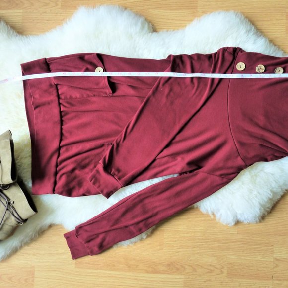 Longsleeve Cowl Neck Sweater Tunic, Burgundy - Picture 4 of 8